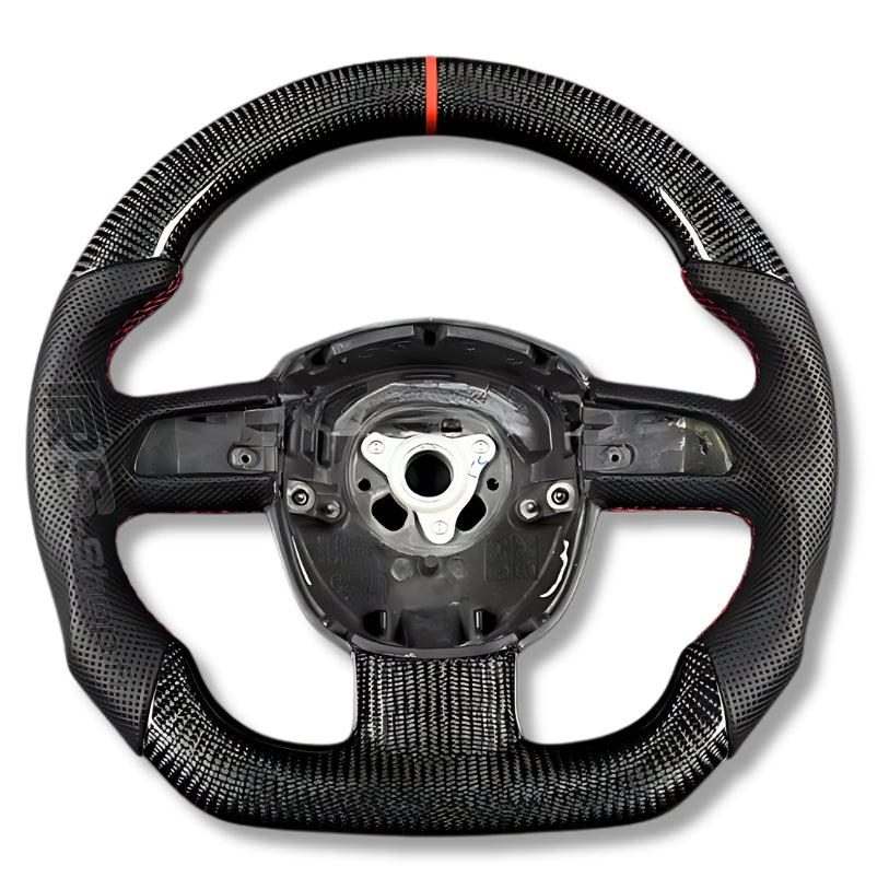 Volant Audi A4 B7 A3 8P Carbone cuir rouge