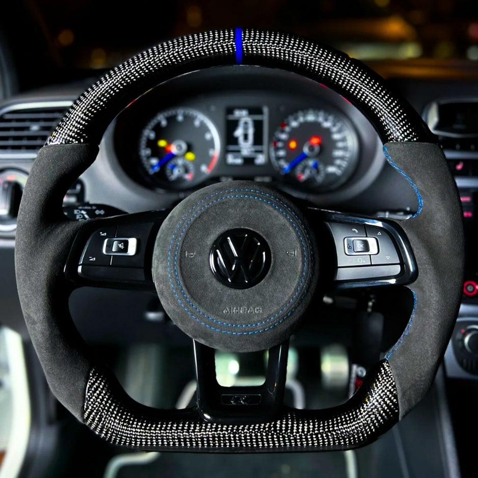 Volant golf 7 r bleu alcantara