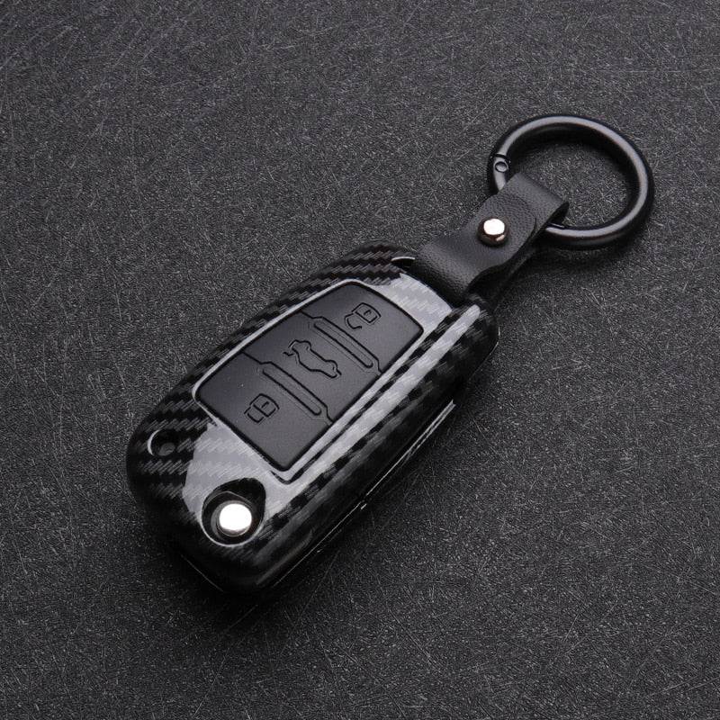 coque clé audi carbone silicone noir