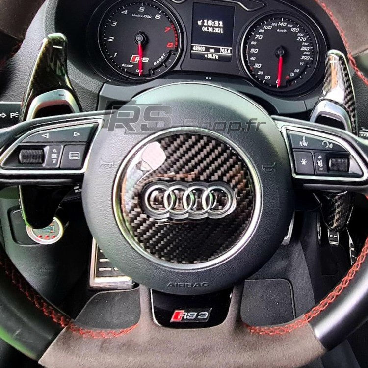 Autocollant en fibre de carbone pour volant de voiture, compatible avec Audi