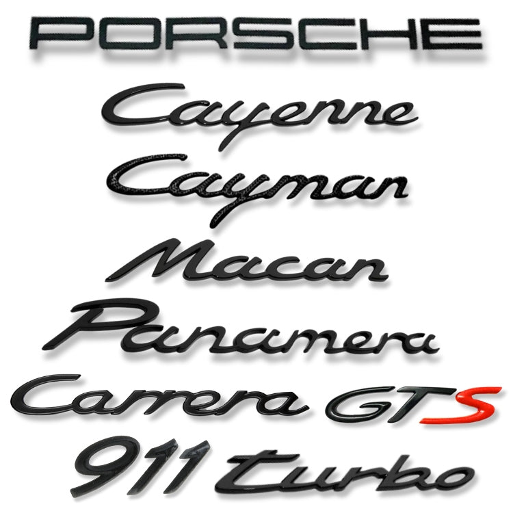 Logo Porsche arriere noir lettres