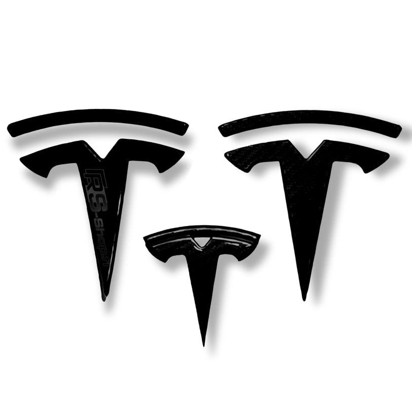 tesla logo avant noir pack x3