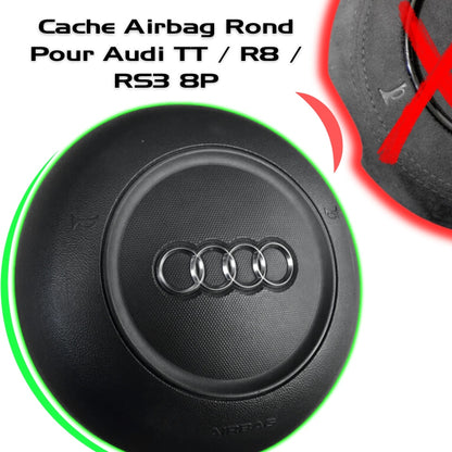 Cache Airbag Audi Rond Cuir / Alcantara 16cm