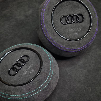 Cache Airbag Audi Rond Cuir / Alcantara 16cm