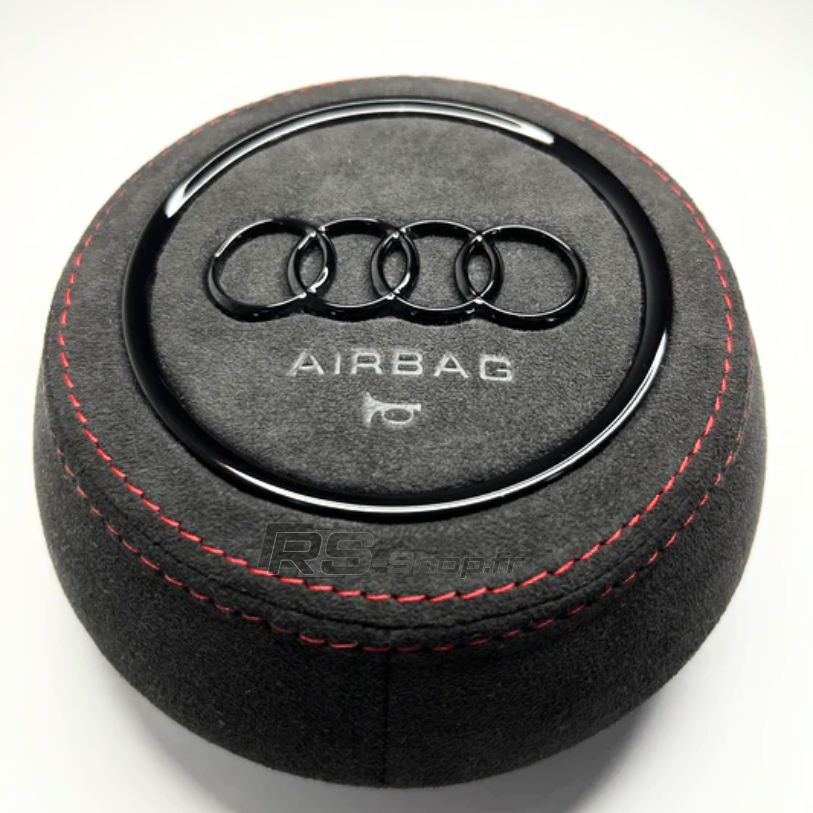 Cache Airbag Audi Rond Facelift Cuir / Alcantara 13.5cm