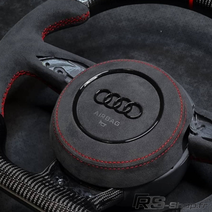 Cache Airbag Audi Rond Cuir / Alcantara 16cm