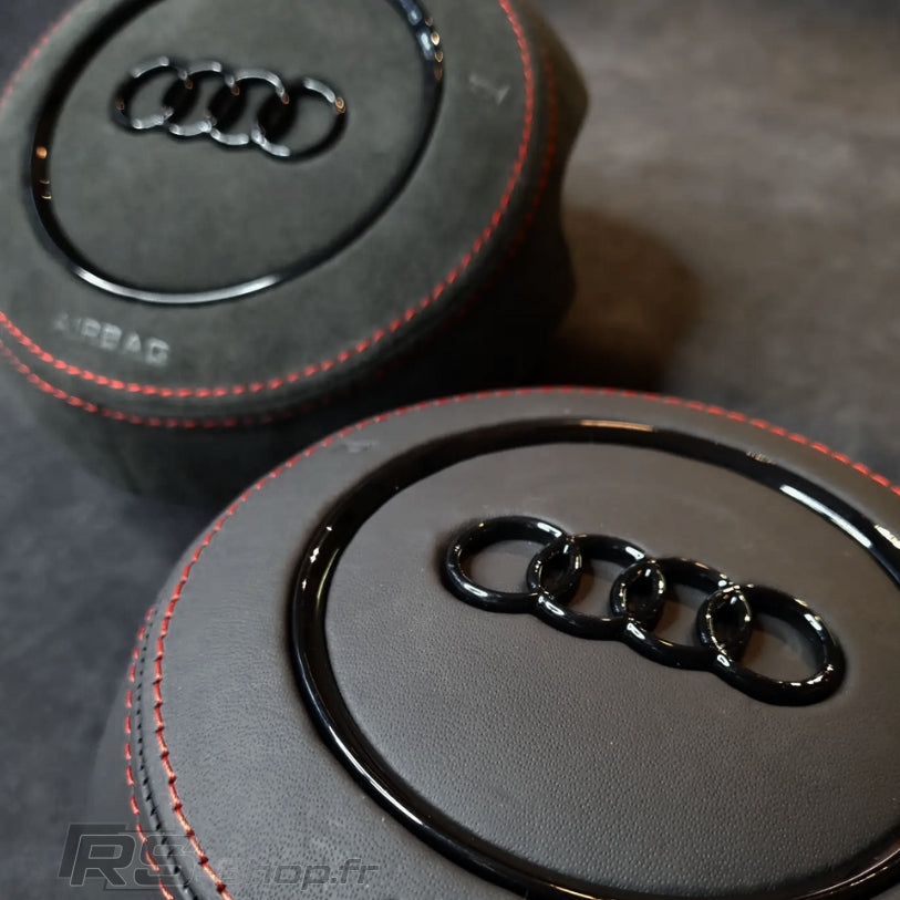 couvre airbag audi cuir alcantara red