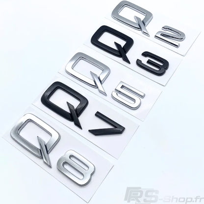 Logo Audi A1 A3 A4 A5 A6 A7 A8 Q3 Q5 Q7 Noir