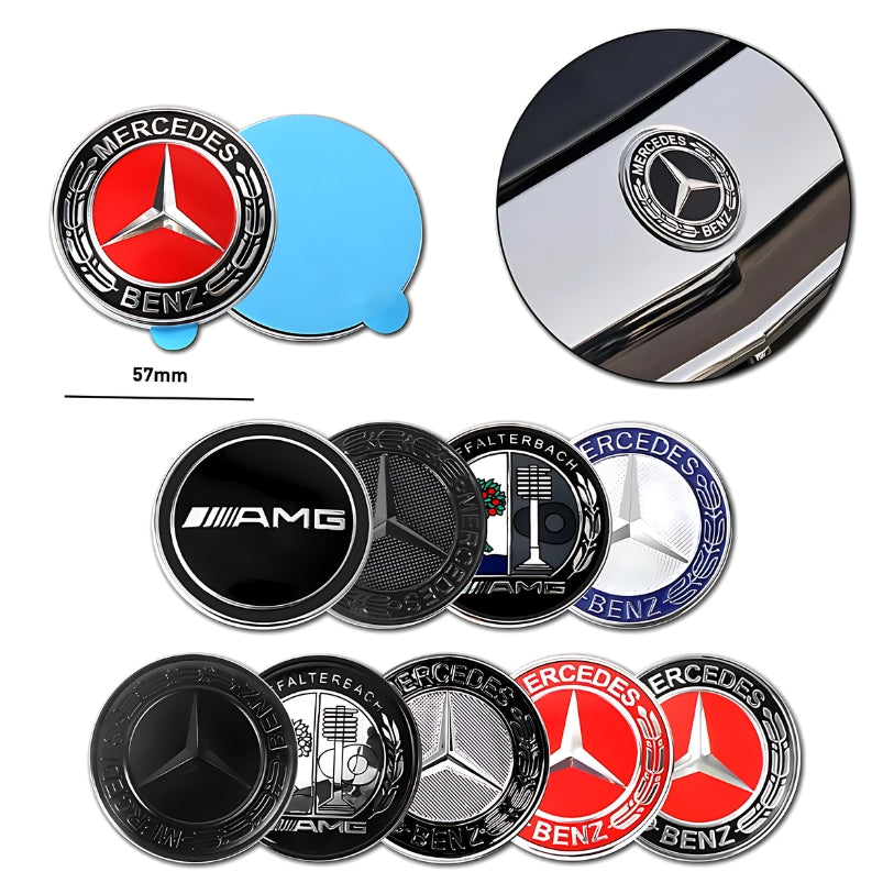 Logo Mercedes AMG Capot Noir 57mm