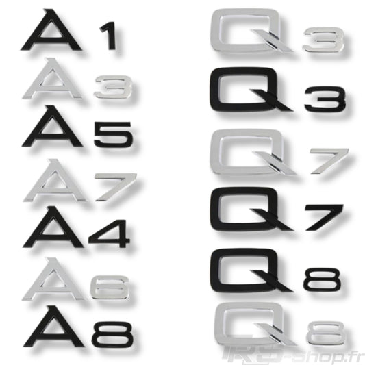 Logo Audi A1 A3 A4 A5 A6 A7 A8 Q3 Q5 Q7 Noir