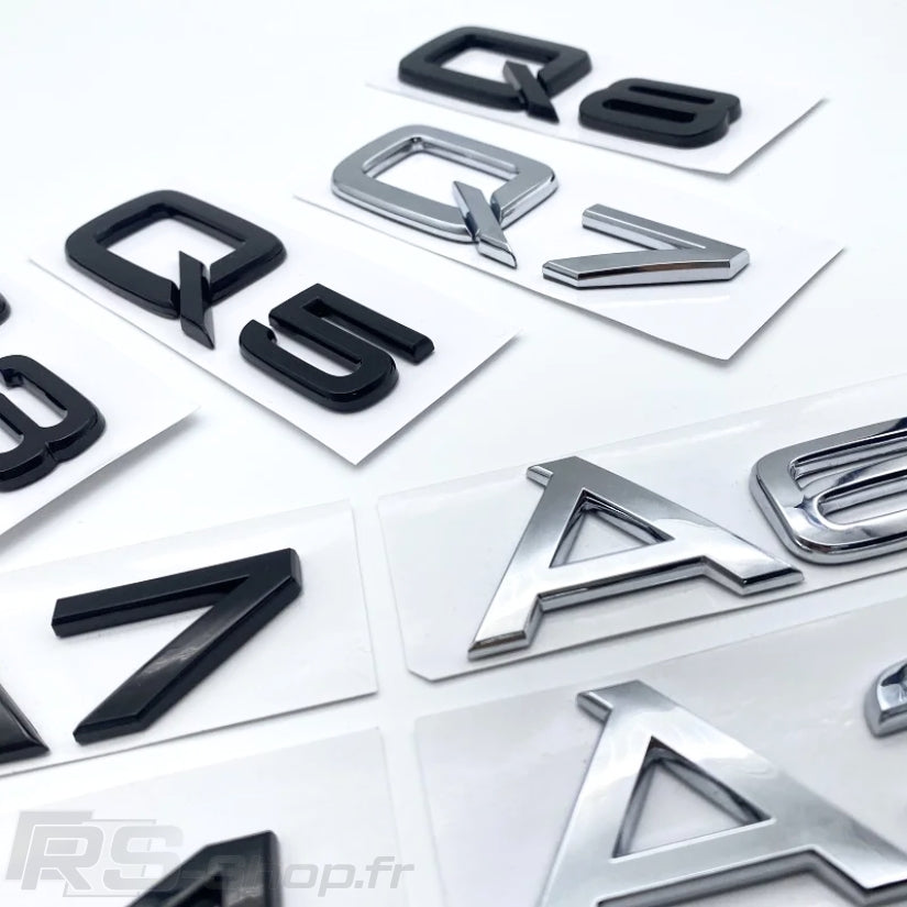 Logo Audi A1 A3 A4 A5 A6 A7 A8 Q3 Q5 Q7 Noir