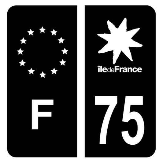 Sticker Plaque Immatriculation Logo Noir France