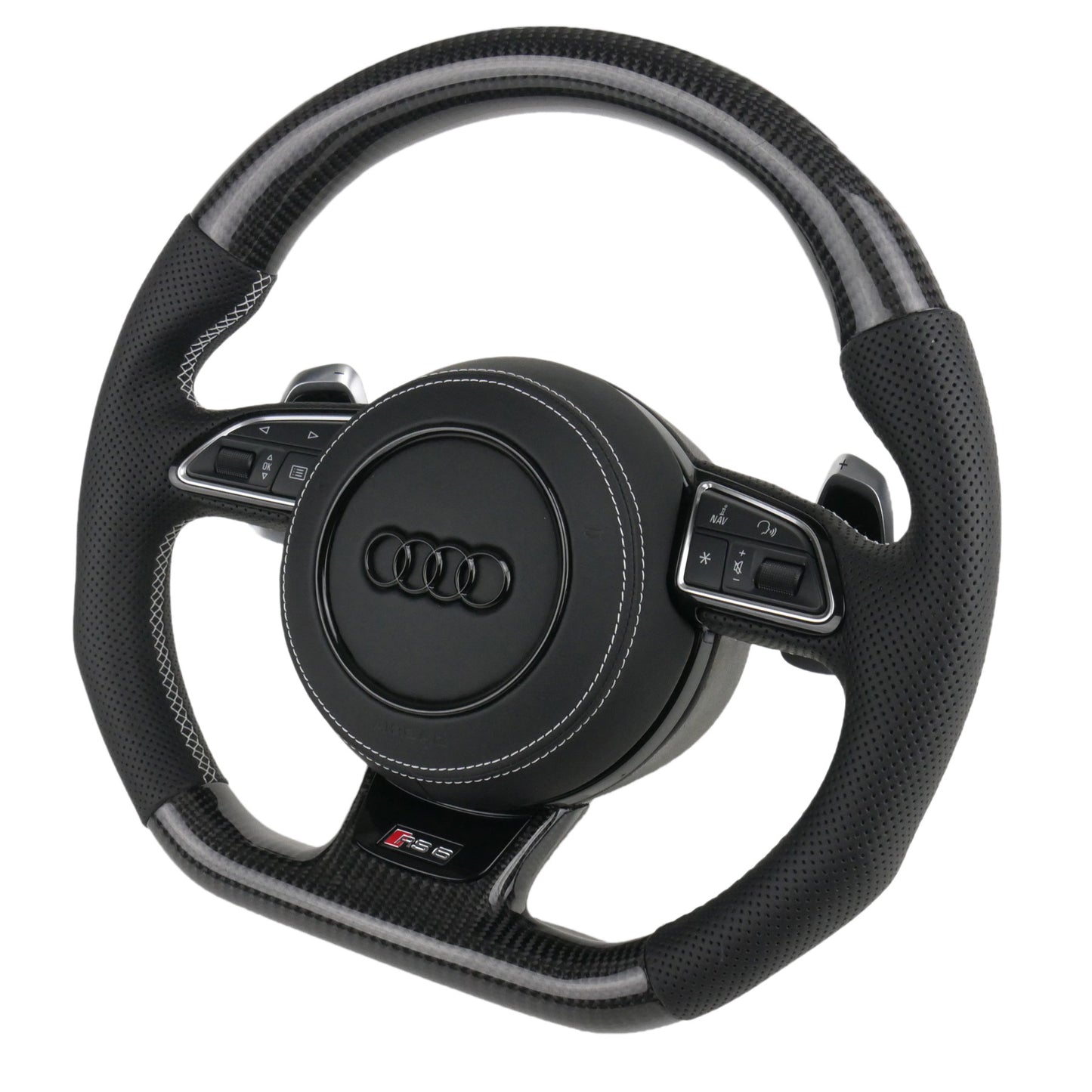 Cache Airbag Audi Rond Cuir / Alcantara 16cm