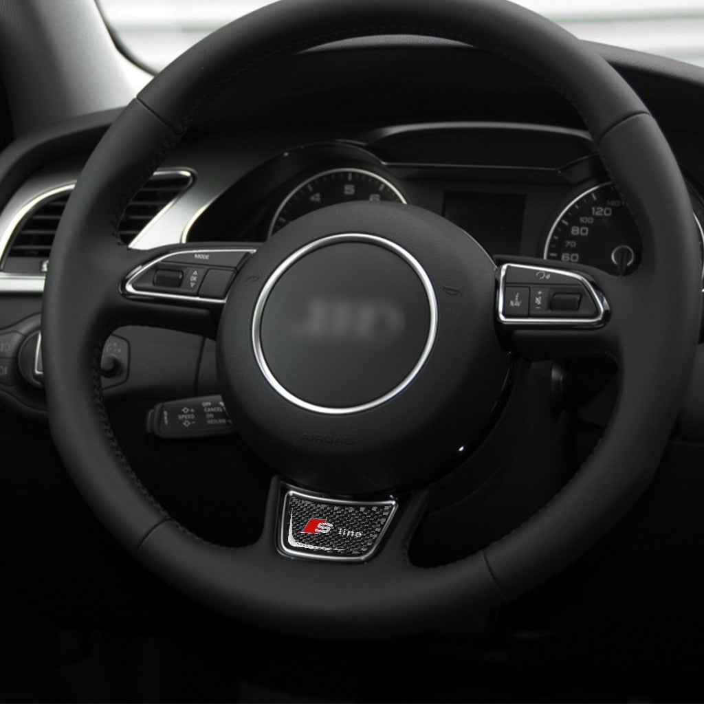Flat Store Autocollant pour volant de voiture en fibre de carbone pour Audi  A4 A1 A3 A5 A6 A7 Q7 Q5 Q3 A8 Accessoires de décoration intérieure